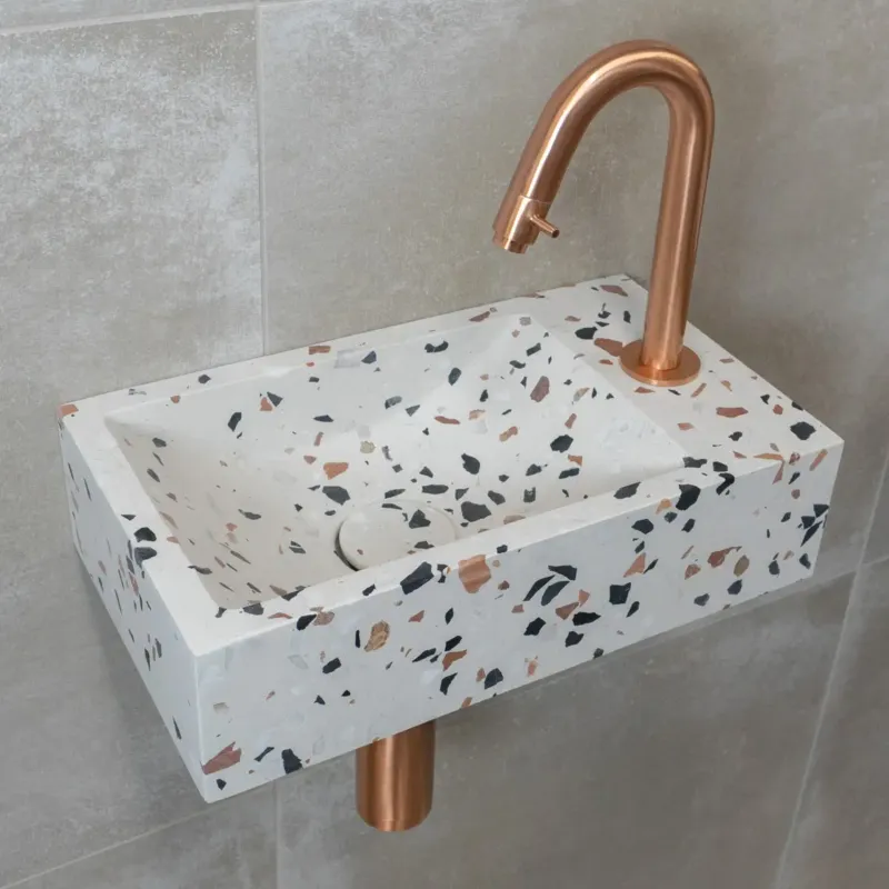 Beperkt Aanbod Saniclear Terrazzo fontein met kraangat rechts 39x22x10cm