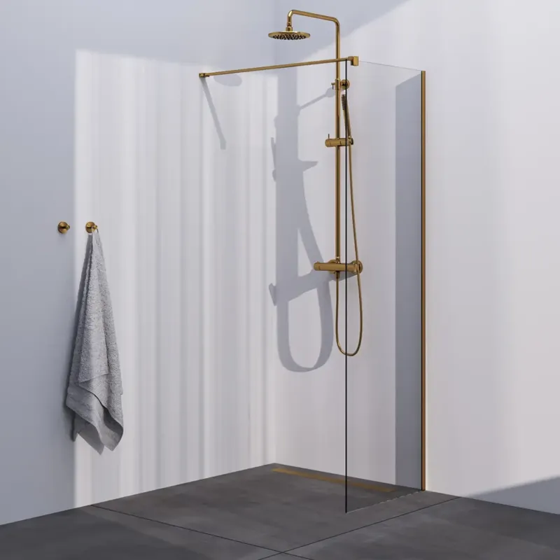 Betaalbaar Brauer Gold Season inloopdouche helder glas 60x200 met muurprofiel goud geborsteld