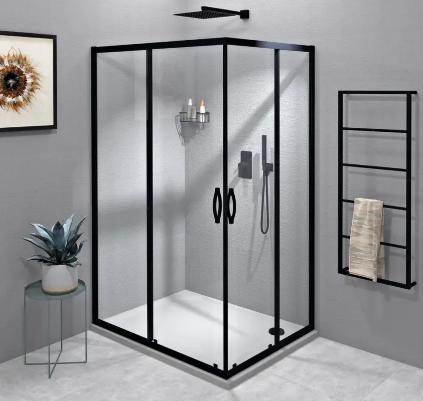 Gelco Sigma douchecabine 110x80cm met helderglas mat zwart Express Levering