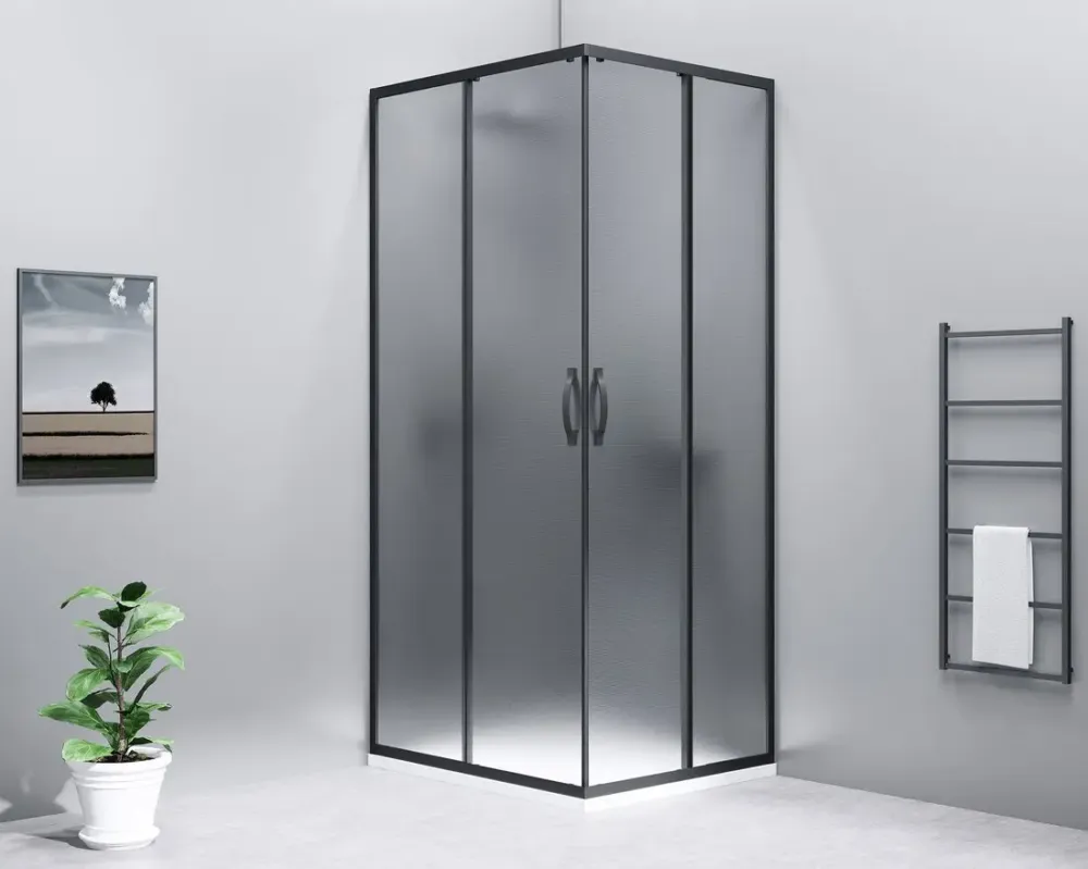 Gelco Sigma douchecabine 90x80cm met structuur zwart mat Favoriet