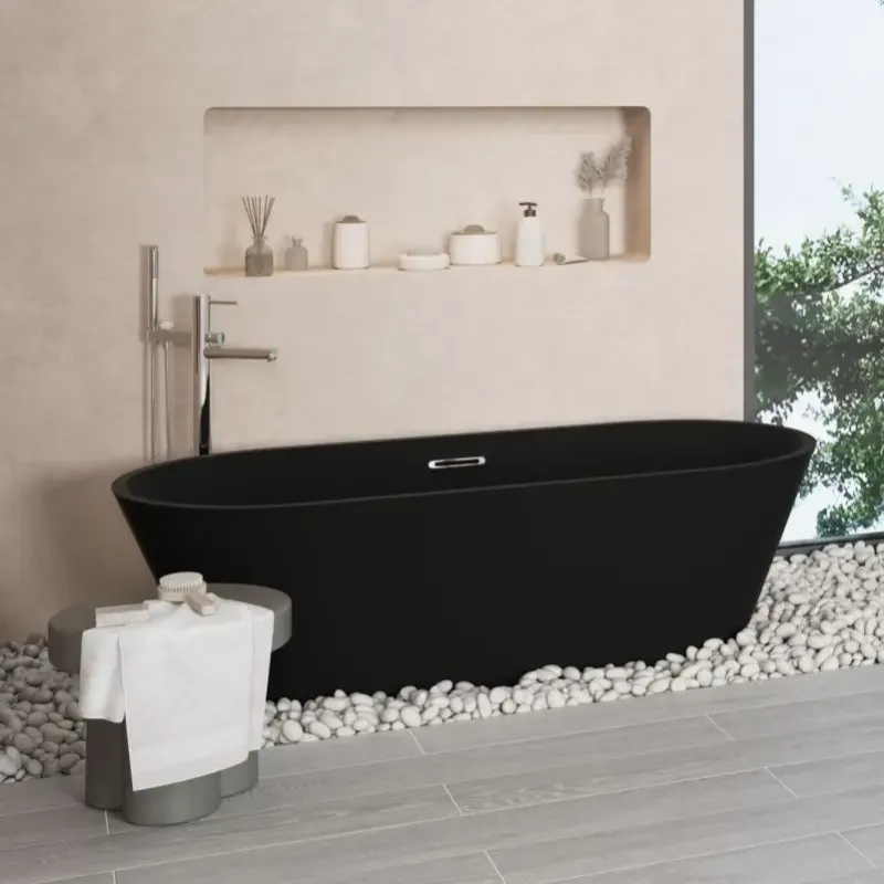Bestseller Sanigoods Cali vrijstaand ligbad solid surface 170x80cm zwart mat