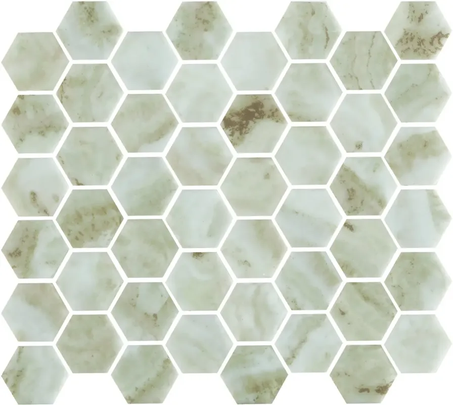 The Mosaic Factory Valencia hexagon glasmozaïek tegels 28x33cm verde marble Seizoensaanbieding