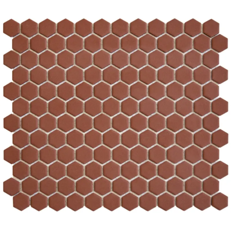 Tegelsample The Mosaic Factory Hexagon mozaïek tegels 23x26cm terracotta mat Meest Verkocht
