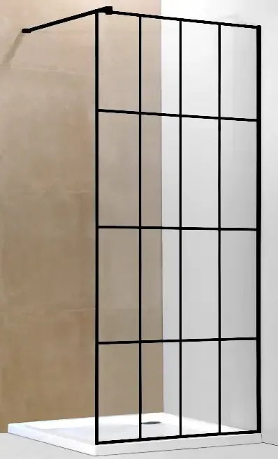 Kerra Techno inloopdouche 100x200cm helderglas mat zwart Beperkt Aanbod