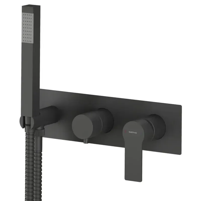 Sapho Pax 3-wegs douchemengkraan met handdouche zwart mat Bestseller