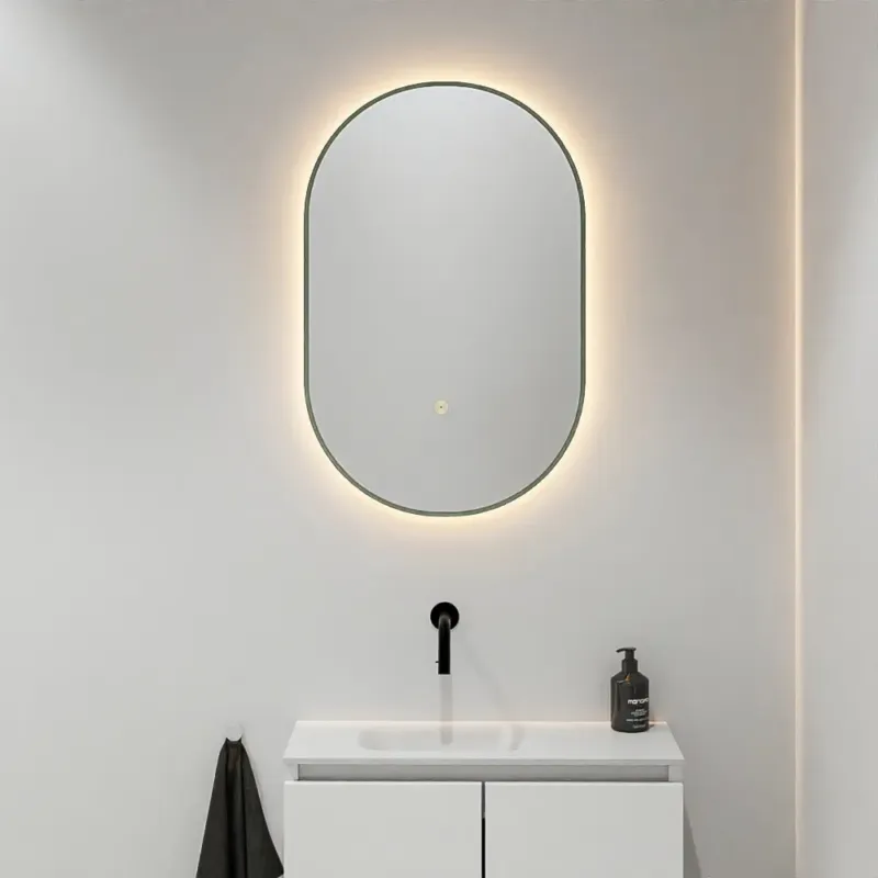 Mondiaz Glow ovale spiegel 45x90cm met verlichting army Alleen Vandaag
