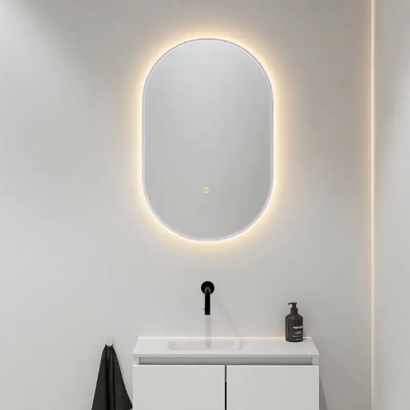 Mondiaz Glow ovale spiegel 45x90cm met verlichting cale Nieuw