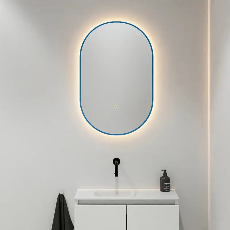 Mondiaz Glow ovale spiegel 45x90cm met verlichting jeans Gecertificeerd
