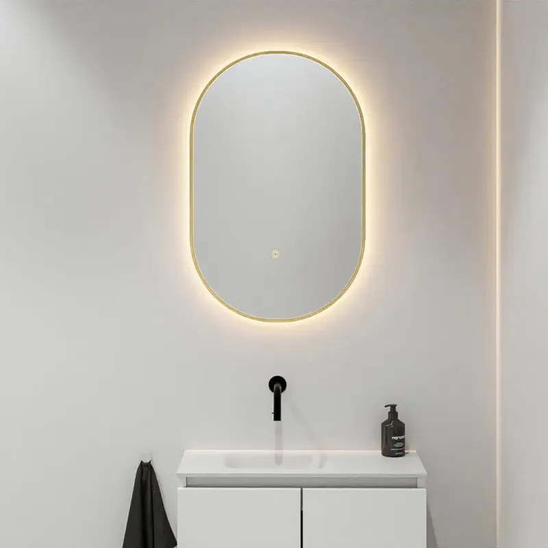 Mondiaz Glow ovale spiegel 45x90cm met verlichting oro Laatste Kans