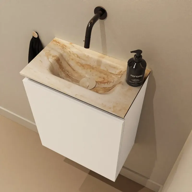 Mondiaz Ture DLux toiletmeubel 40cm talc met wastafel frappe midden zonder kraangat Bestseller