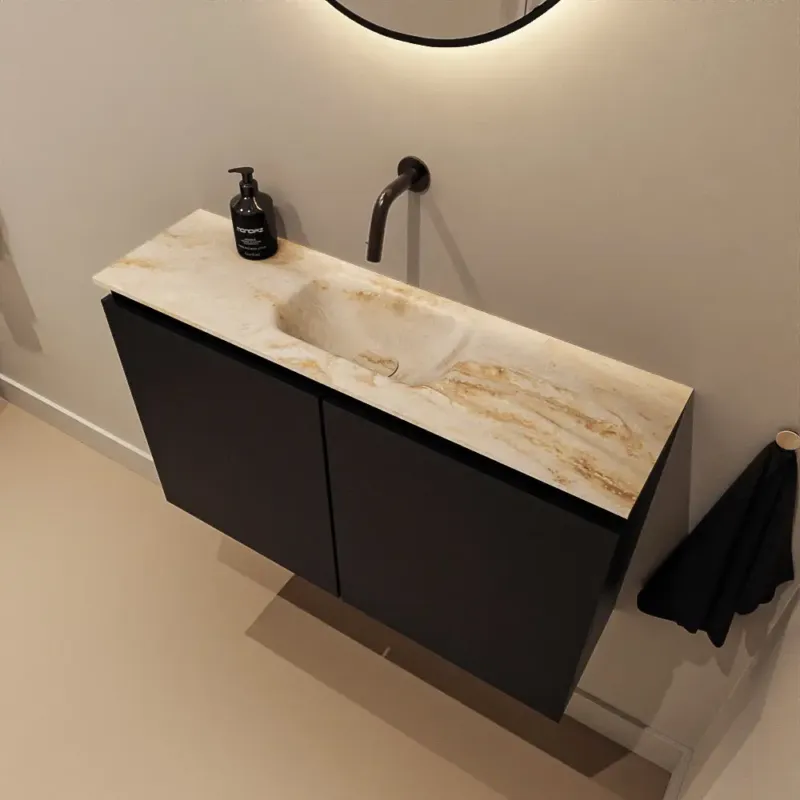 Favoriet Mondiaz Ture DLux toiletmeubel 80cm urban met wastafel frappe midden zonder kraangat