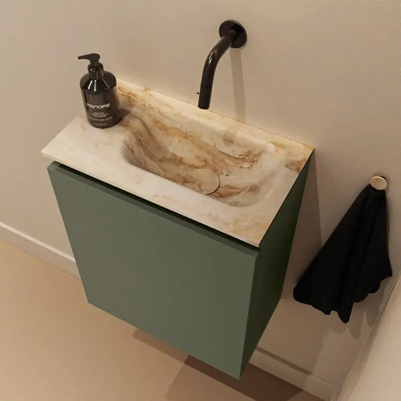 Gecertificeerd Mondiaz Ture DLux toiletmeubel 40cm army met wastafel frappe rechts zonder kraangat