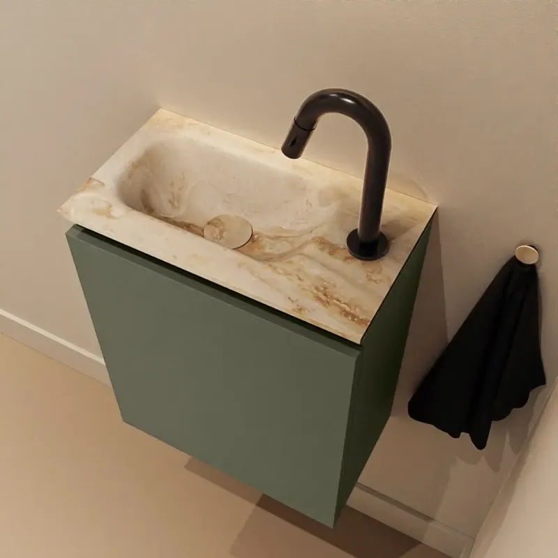 Direct Verzonden Mondiaz Ture DLux toiletmeubel 40cm army met wastafel frappe links met kraangat