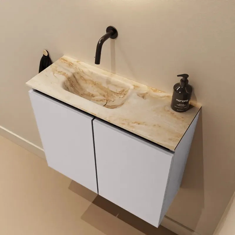 Merkproduct Mondiaz Ture DLux toiletmeubel 60cm cale met wastafel frappe links zonder kraangat