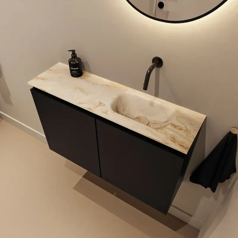 Aanbieding Mondiaz Ture DLux toiletmeubel 80cm urban met wastafel frappe rechts zonder kraangat