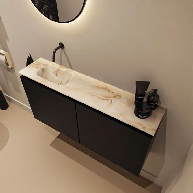 Koopje Mondiaz Ture DLux toiletmeubel 100cm urban met wastafel frappe links zonder kraangat