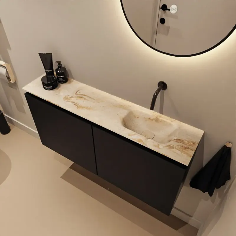 Mondiaz Ture DLux toiletmeubel 100cm urban met wastafel frappe rechts zonder kraangat Exclusieve Aanbieding