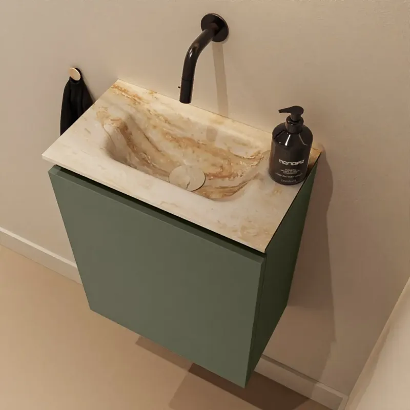 Actieprijs Mondiaz Ture DLux toiletmeubel 40cm army met wastafel frappe midden zonder kraangat