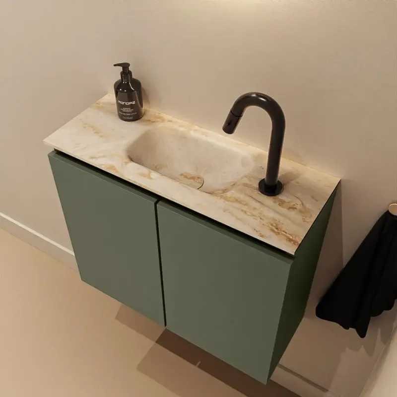 Mondiaz Ture DLux toiletmeubel 60cm army met wastafel frappe midden met kraangat Hete Deal