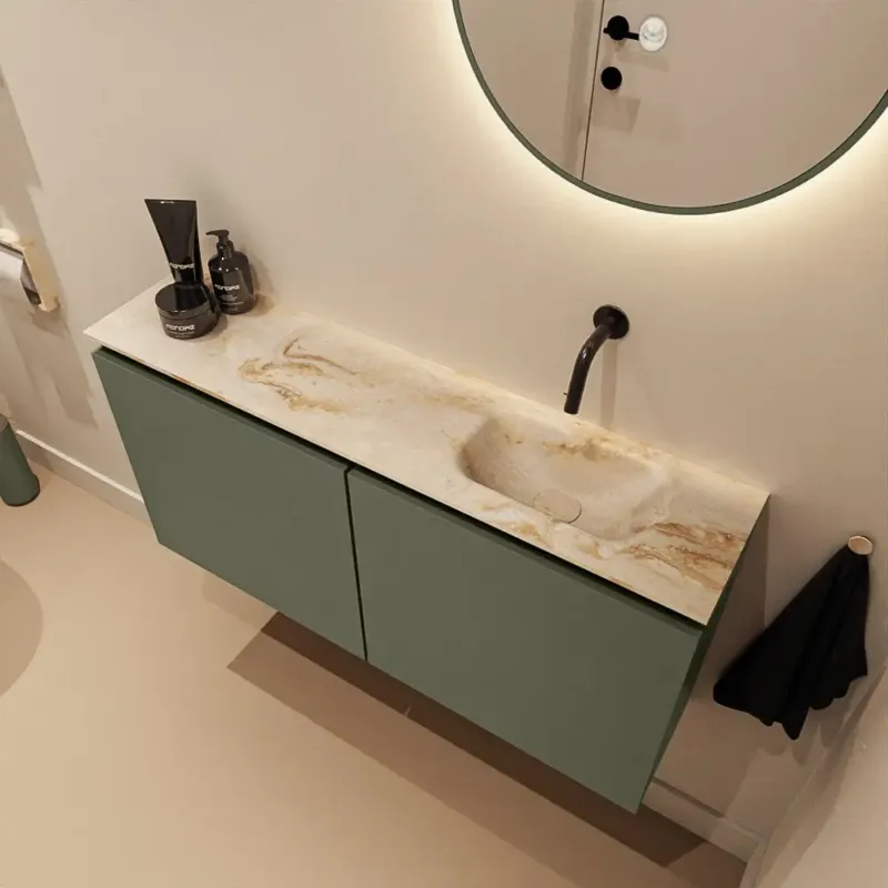 Finale Uitverkoop Mondiaz Ture DLux toiletmeubel 100cm army met wastafel frappe rechts zonder kraangat