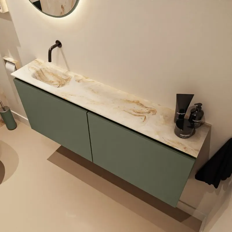 Betrouwbaar Mondiaz Ture DLux toiletmeubel 120cm army met wastafel frappe links zonder kraangat
