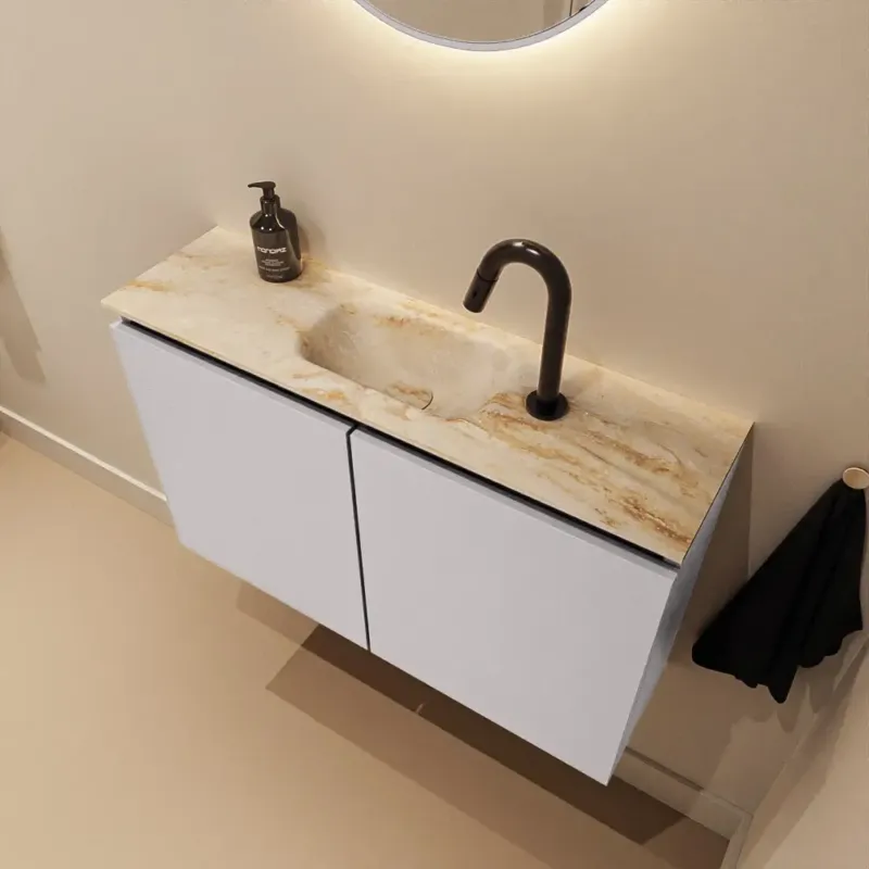 Favoriet Mondiaz Ture DLux toiletmeubel 80cm cale met wastafel frappe midden met kraangat