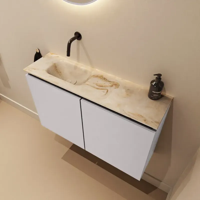 Laatste Versie Mondiaz Ture DLux toiletmeubel 80cm cale met wastafel frappe links zonder kraangat