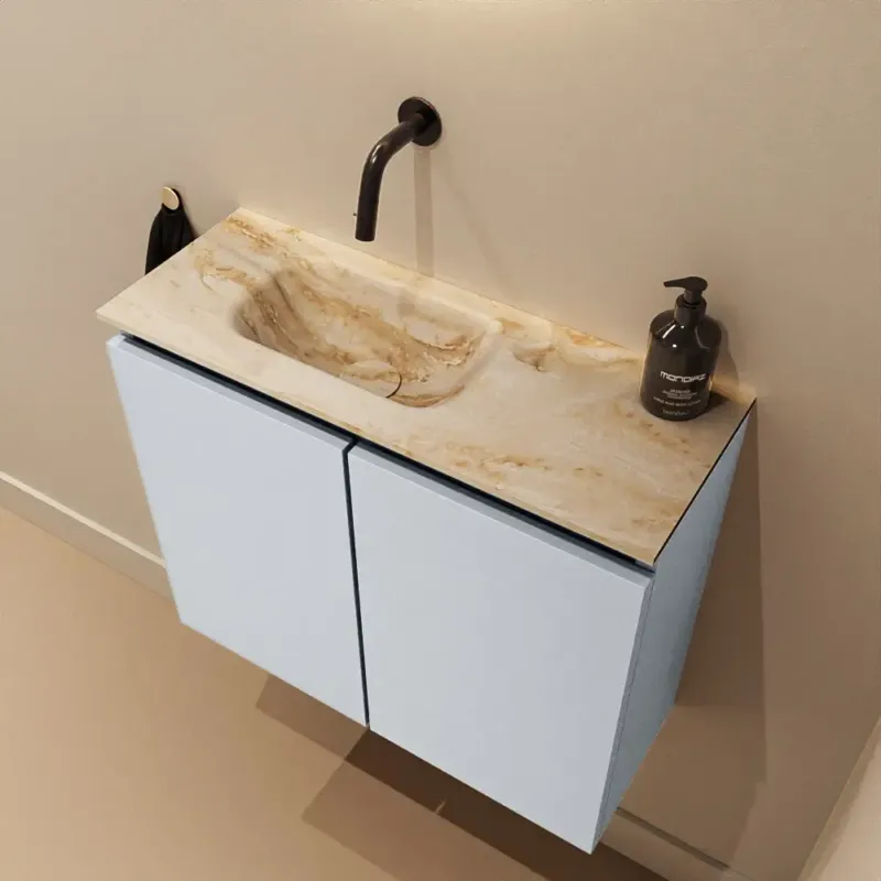 Mondiaz Ture DLux toiletmeubel 60cm clay met wastafel frappe links zonder kraangat Betaalbaar