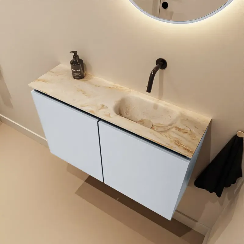 Beste Prijs Mondiaz Ture DLux toiletmeubel 80cm clay met wastafel frappe rechts zonder kraangat