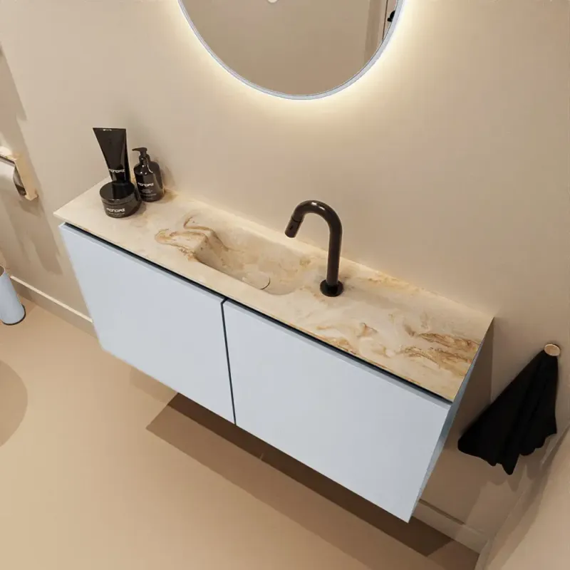 Beperkt Aanbod Mondiaz Ture DLux toiletmeubel 100cm clay met wastafel frappe midden met kraangat