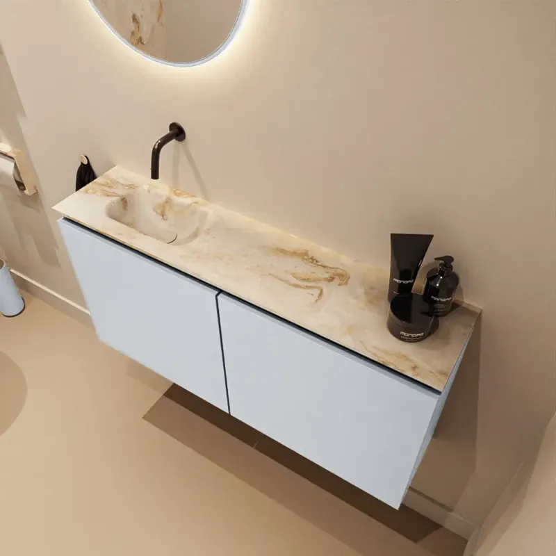Mondiaz Ture DLux toiletmeubel 100cm clay met wastafel frappe links zonder kraangat Shop Nu
