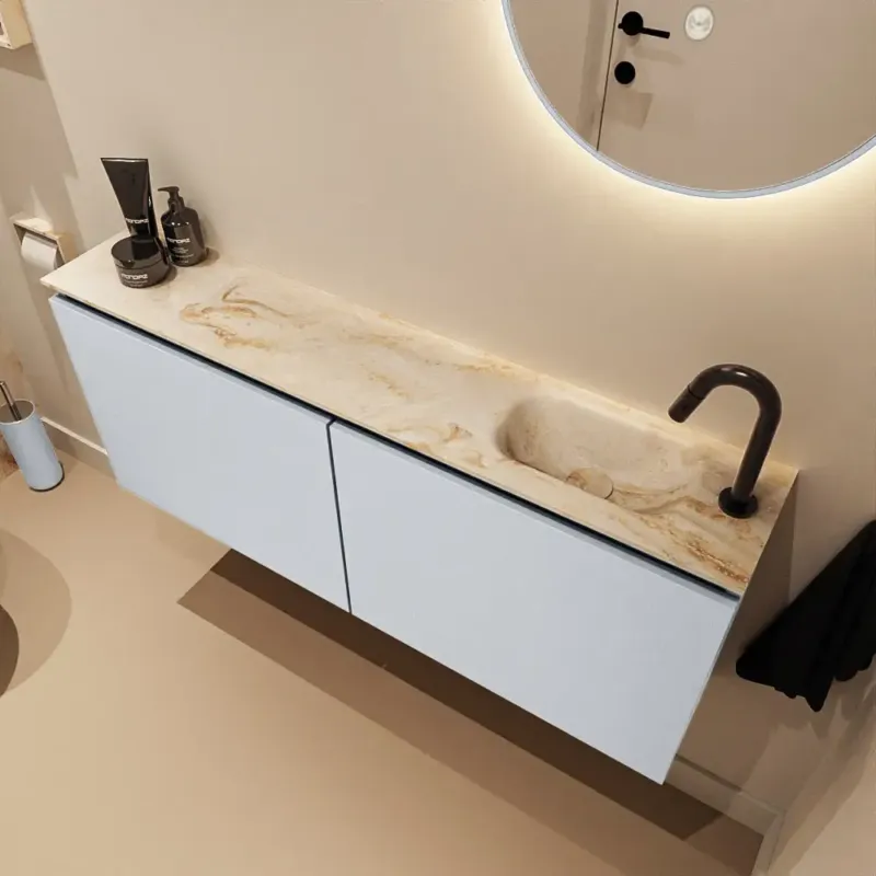 Mondiaz Ture DLux toiletmeubel 120cm clay met wastafel frappe rechts met kraangat Uitverkoop