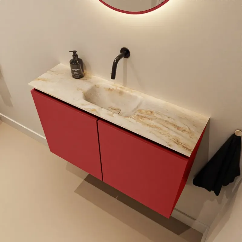 Bestseller Mondiaz Ture DLux toiletmeubel 80cm fire met wastafel frappe midden zonder kraangat