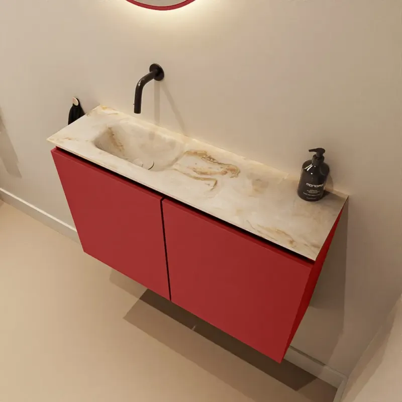 Dagaanbieding Mondiaz Ture DLux toiletmeubel 80cm fire met wastafel frappe links zonder kraangat