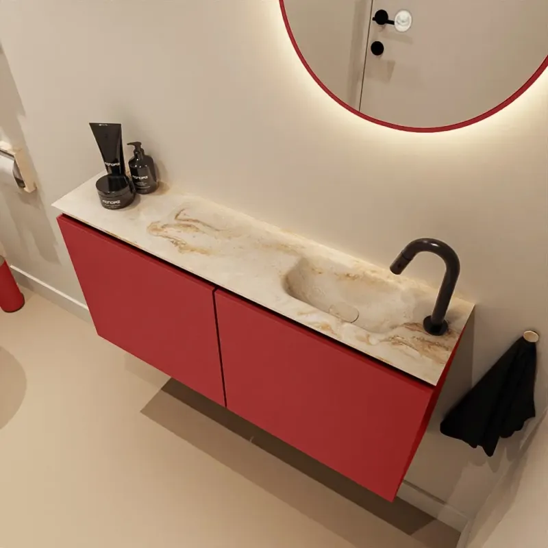 Lage Kosten Mondiaz Ture DLux toiletmeubel 100cm fire met wastafel frappe rechts met kraangat
