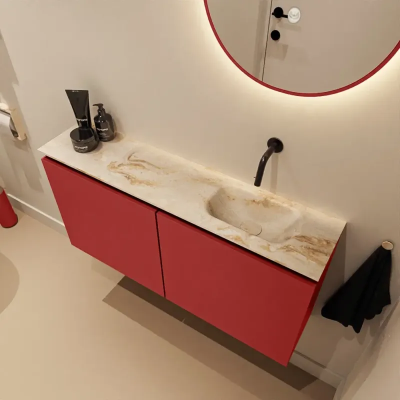 Uitverkoop Mondiaz Ture DLux toiletmeubel 100cm fire met wastafel frappe rechts zonder kraangat