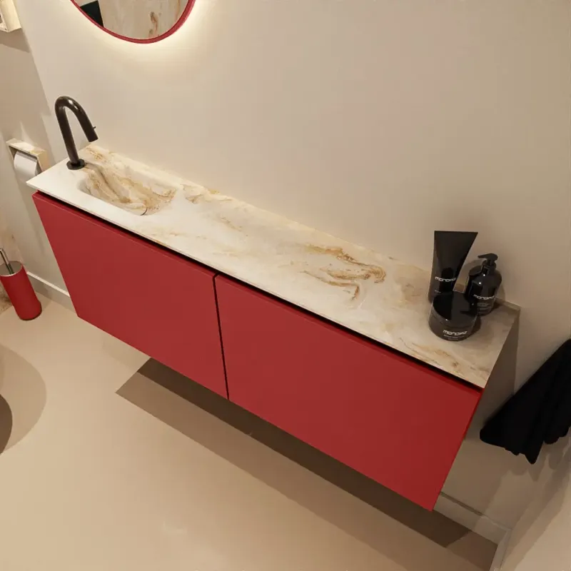 Beste Prijs Mondiaz Ture DLux toiletmeubel 120cm fire met wastafel frappe links met kraangat