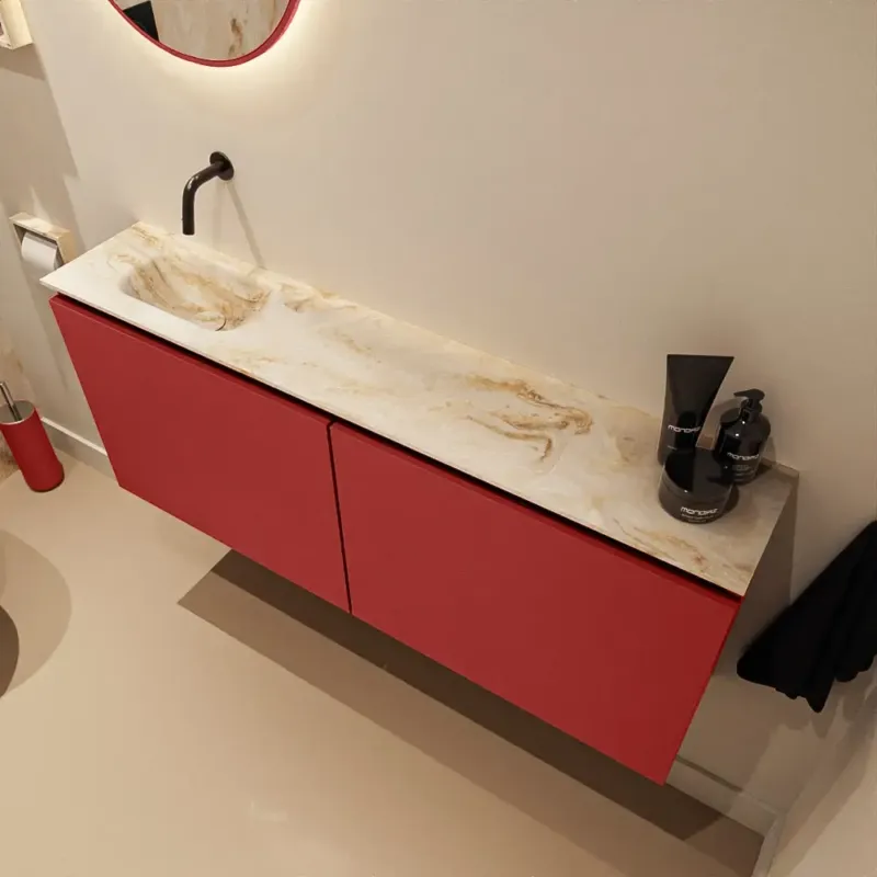 Beperkte Voorraad Mondiaz Ture DLux toiletmeubel 120cm fire met wastafel frappe links zonder kraangat