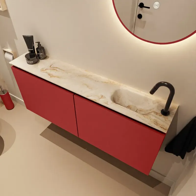 Aanbieding Mondiaz Ture DLux toiletmeubel 120cm fire met wastafel frappe rechts met kraangat