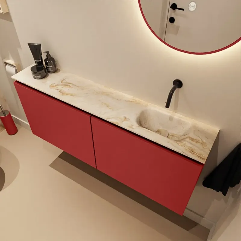 Korting Mondiaz Ture DLux toiletmeubel 120cm fire met wastafel frappe rechts zonder kraangat