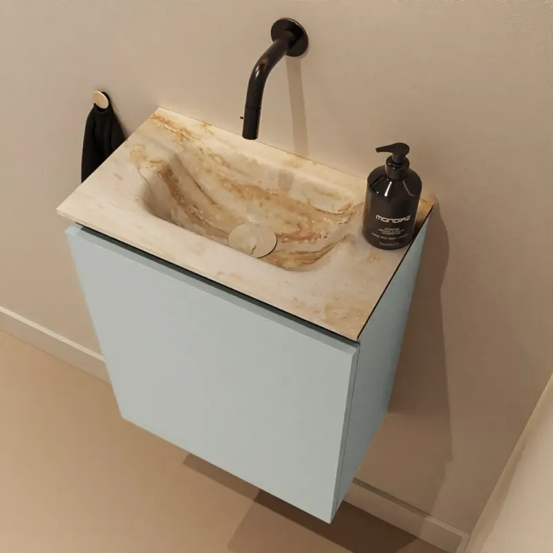 Goedkoop Mondiaz Ture DLux toiletmeubel 40cm greey met wastafel frappe midden zonder kraangat