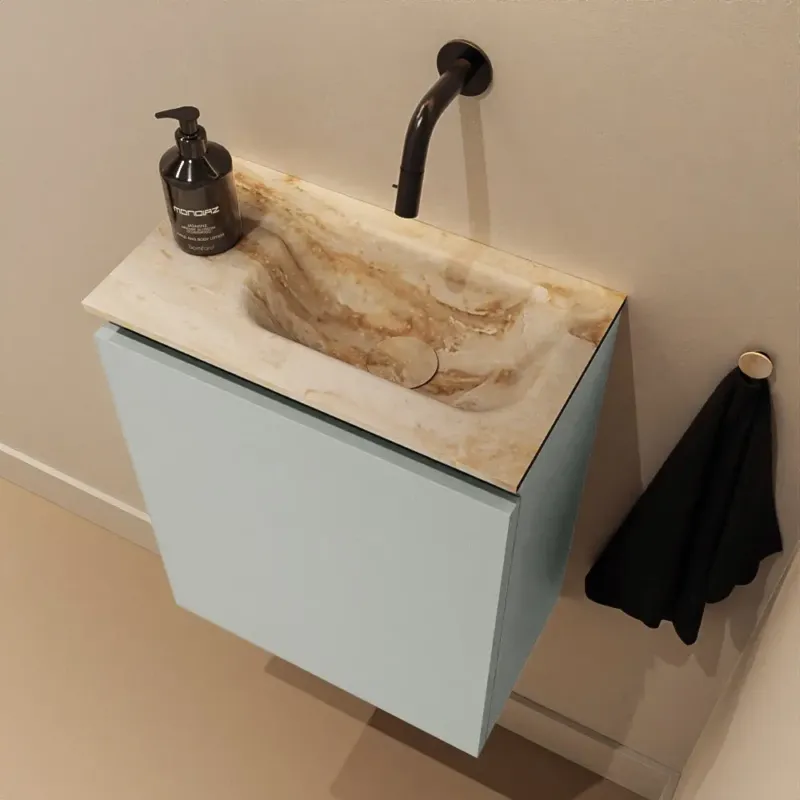 Gratis Retour Mondiaz Ture DLux toiletmeubel 40cm greey met wastafel frappe rechts zonder kraangat