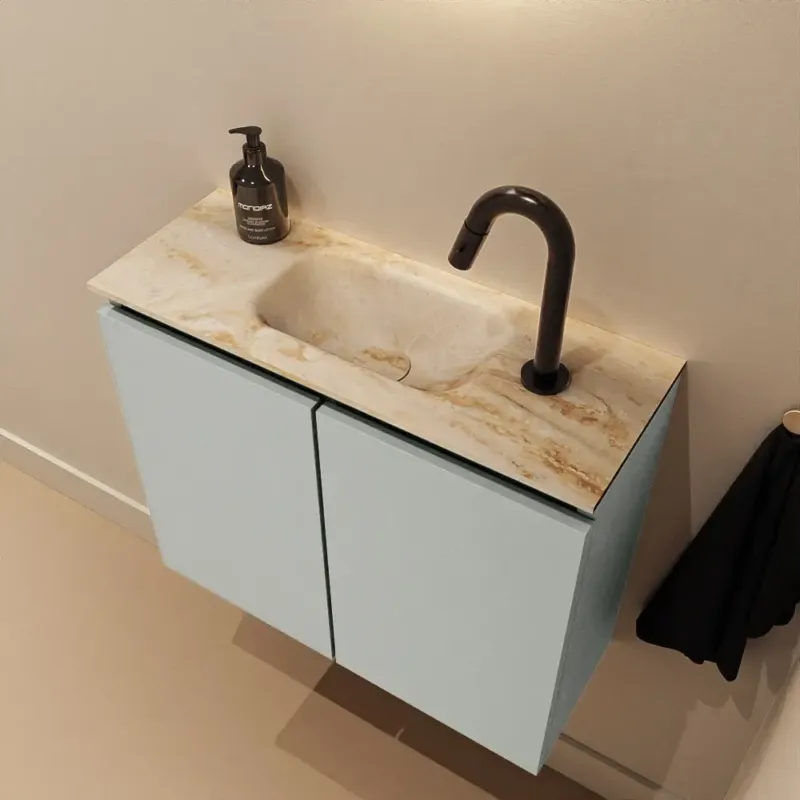 Aanbieding Mondiaz Ture DLux toiletmeubel 60cm greey met wastafel frappe midden met kraangat