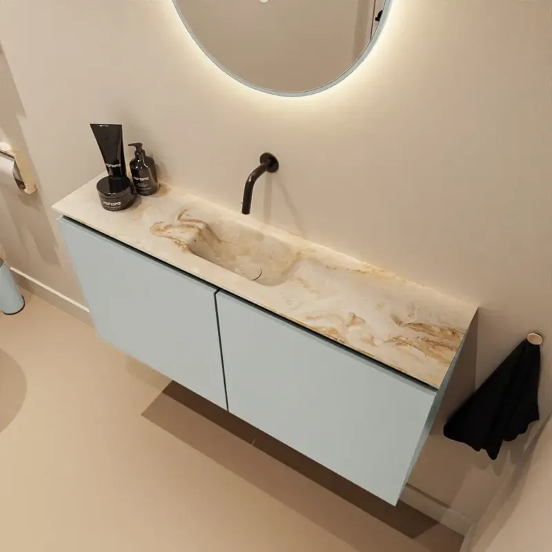 Hete Deal Mondiaz Ture DLux toiletmeubel 100cm greey met wastafel frappe midden zonder kraangat