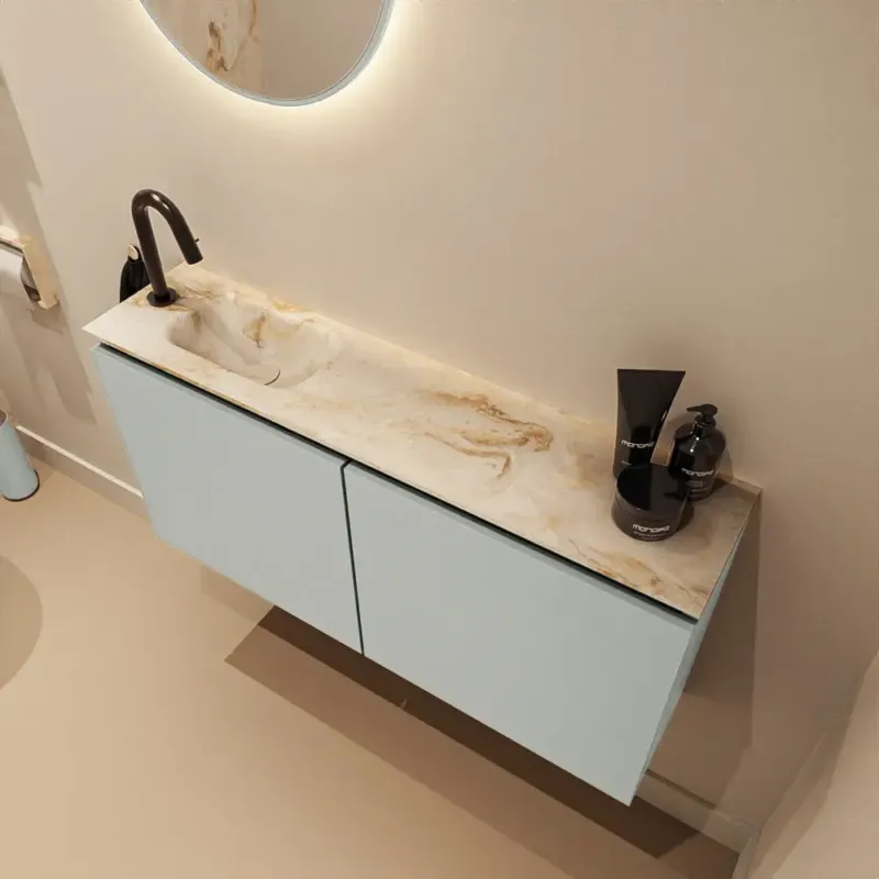 Koop Vandaag Mondiaz Ture DLux toiletmeubel 100cm greey met wastafel frappe links met kraangat