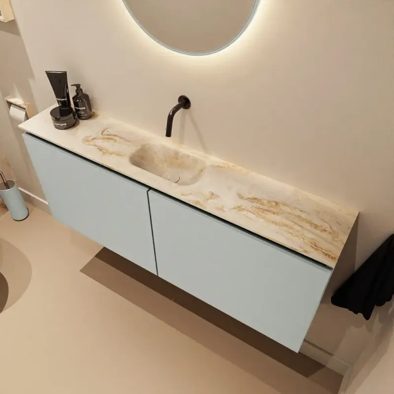 Voordeelprijs Mondiaz Ture DLux toiletmeubel 120cm greey met wastafel frappe midden zonder kraangat