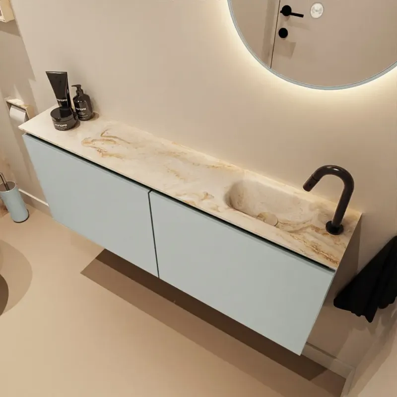 Bestseller Mondiaz Ture DLux toiletmeubel 120cm greey met wastafel frappe rechts met kraangat