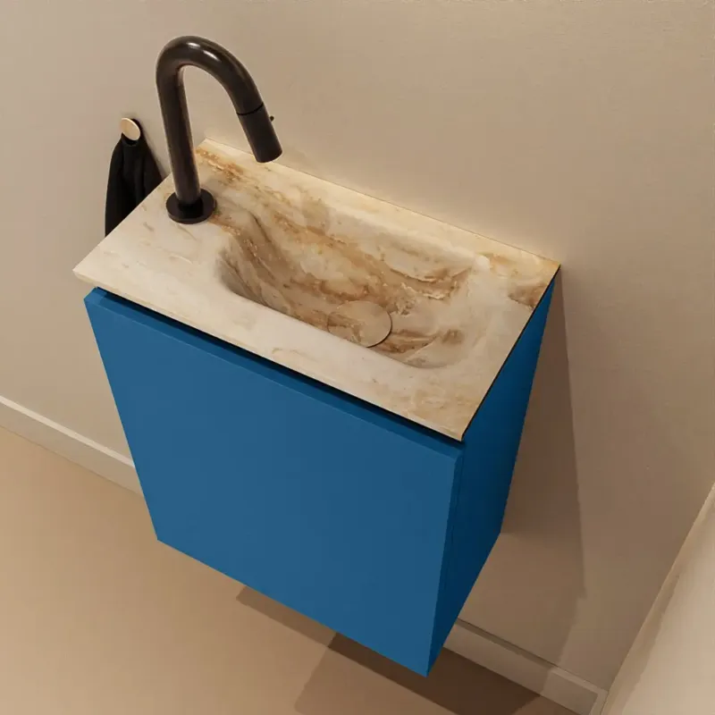 Express Levering Mondiaz Ture DLux toiletmeubel 40cm jeans met wastafel frappe rechts met kraangat