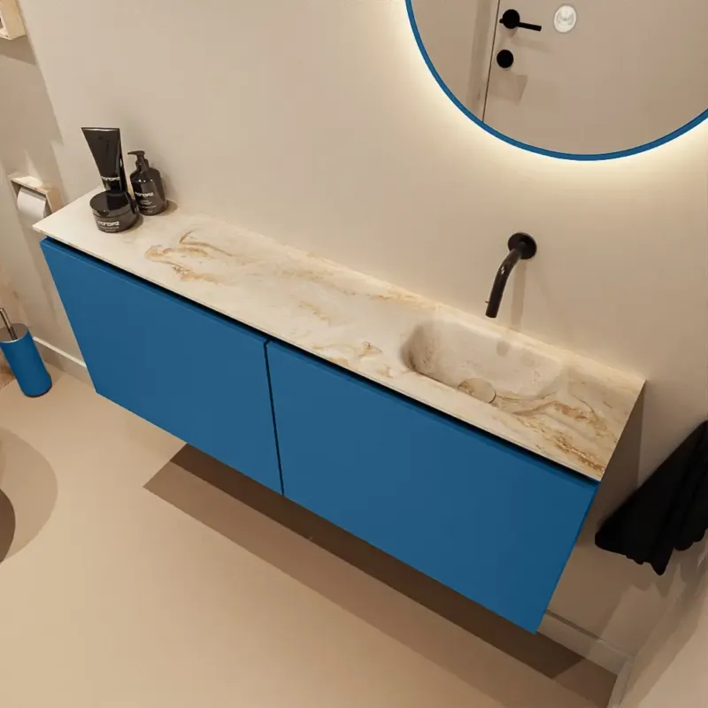 Mondiaz Ture DLux toiletmeubel 120cm jeans met wastafel frappe rechts zonder kraangat Exclusieve Aanbieding