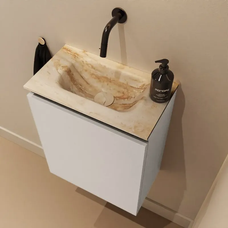 Express Levering Mondiaz Ture DLux toiletmeubel 40cm linen met wastafel frappe midden zonder kraangat